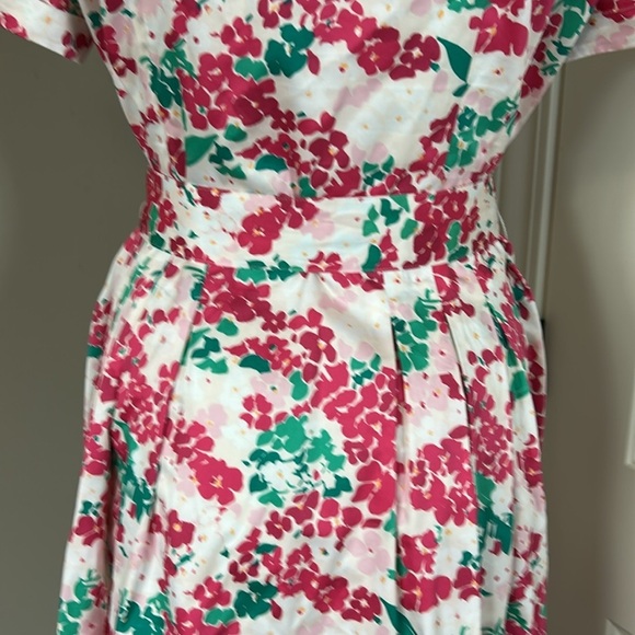 Brooks Brothers Shirt Dress Short Sleeve Cotton Pink Floral Pockets Sz 12 NEW - Picture 11 of 14